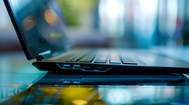 Close-up of Laptop Keyboard and Ports