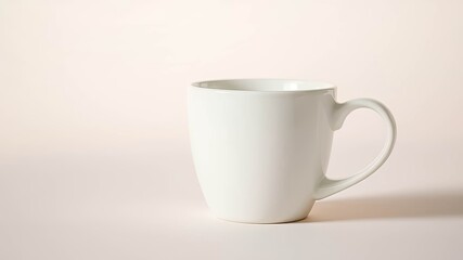 Obraz premium A Simple White Ceramic Mug With a Smooth, Elegant Handle, Ready to Be Filled with Your Favorite Beverage