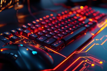 Tech-inspired design with vibrant circuit highlights.