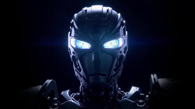 Cyborg with Glowing Eyes