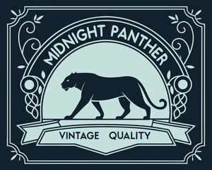 Vintage label design with wild lion. Vector illustration. Wild animal.

