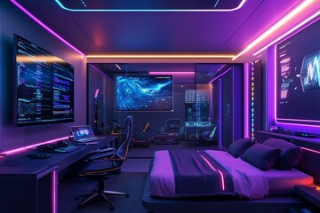 Sleek modern aesthetic with vibrant tech elements.