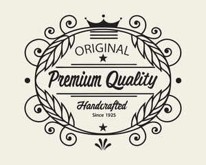 Premium Quality Badge or Label Vector Template. Luxury Vintage Ornament.
