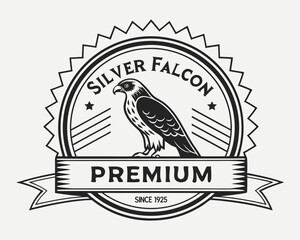 Falcon logo. Vector illustration. Vintage label, badge, sign.

