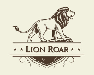Lion Logo Template. Vector Illustration. Vintage Logotype.
