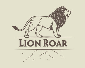 Lion logo template. Vector illustration of wild animal. Vintage style.
