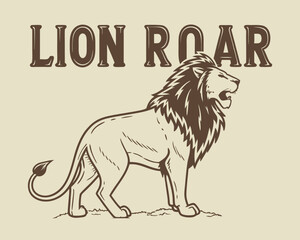 Lion in vintage style. Vector illustration for t-shirt print.
