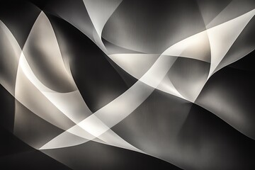 Minimalist design with smooth geometric patterns, soft colors, and faint luminescence on a dark canvas.