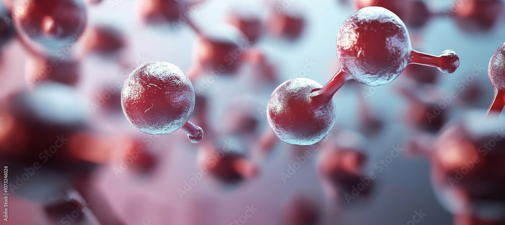 Poster abstract 3d rendering of microscopic spheres connected with links - concept background image,.
