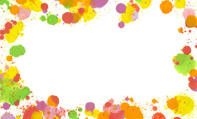 Colorful frame made of multicolored oil paint blots  isolated on white background for positive concept.