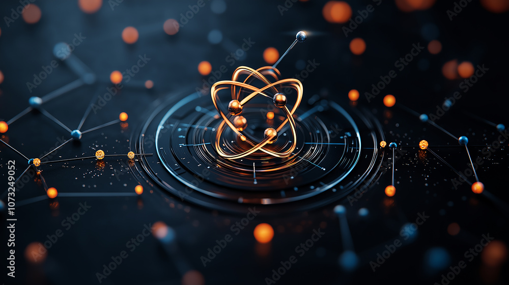 Poster realistic high resolution shot of atoms and molecules, showcasing intricate details and vibrant colo