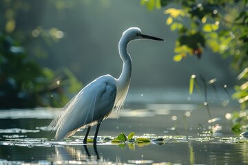 Naklejka premium Serene Sanctuary for Endangered Birds in Calm Environment