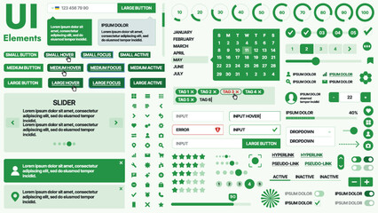 Modern UI kit featuring a collection of essential buttons, icons, and navigation elements for websites and mobile apps. Ideal for responsive design and dashboards.