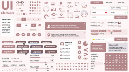 Modern UI kit featuring a collection of essential buttons, icons, and navigation elements for websites and mobile apps. Ideal for responsive design and dashboards.