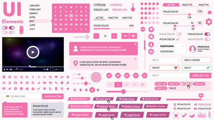 Modern UI kit featuring a collection of essential buttons, icons, and navigation elements for websites and mobile apps. Ideal for responsive design and dashboards.