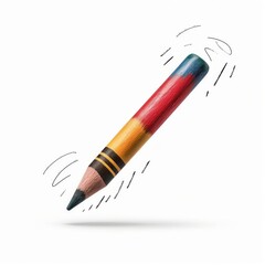 A colorful crayon appears to spin in motion, showcasing vibrant colors and an artistic design.
