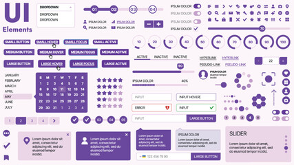 Modern UI kit featuring a collection of essential buttons, icons, and navigation elements for websites and mobile apps. Ideal for responsive design and dashboards.