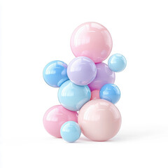 Abstract pastel colored bubbles on a white background