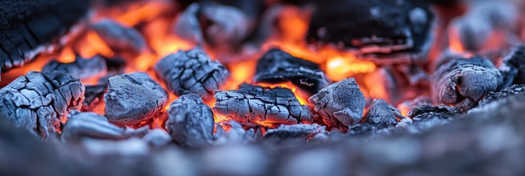 Close-Up of Glowing Embers and Flames
