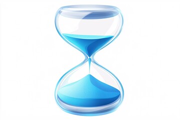 illustration of an hourglass with sand flowing through clear glass, ideal for concepts related to time management on a white background.