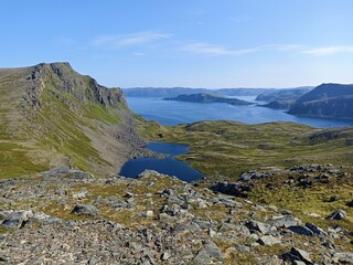 A scenic view of nature around Duksfjordfjellet on Mageroya Island, Finnmark, Norway