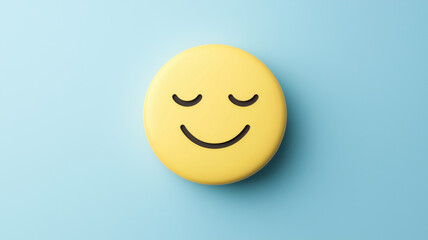 Fototapeta premium 青い背景に輝く黄色のスマイリーフェイス