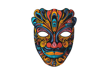 Colorful, intricately patterned mask isolated on a white background, perfect for various creative projects.