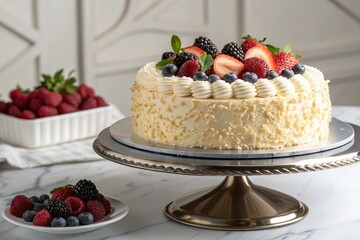 cake with berries