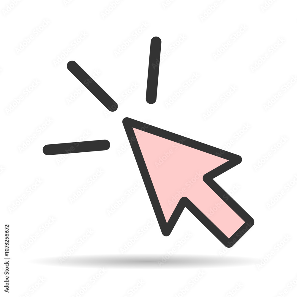 Poster click arrow mouse shadow icon, web button cursor. digital design vector illustration .