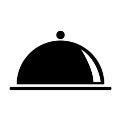 Waiter tray icon, dish menu restaurant web symbol, lunch design vector illustration .