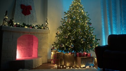 interior of a house decorated for Christmas Holiday 