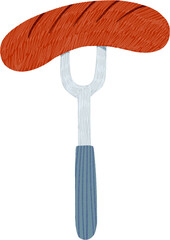 Hand-drawn Sausage with Fork illustration