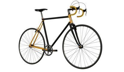 Vintage black yellow bike isolated on white background