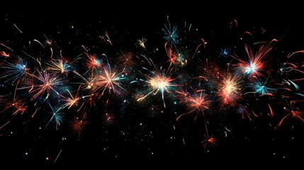 Fototapeta premium Vibrant Fireworks Display Lighting Up the Night Sky with Festive Colors and Energy