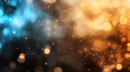 Fototapeta premium An abstract play of turquoise and golden bokeh lights creates a dreamy and mystical atmosphere, capturing the essence of wonder and imagination in a celestial scene.