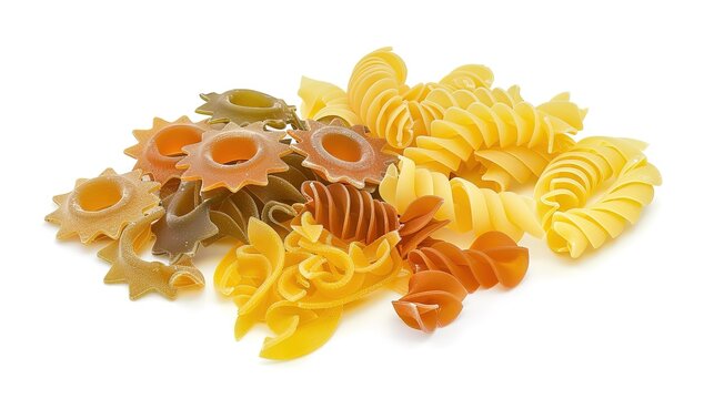 Italian Raw Pasta Ingredients on White Background - a delicious and inviting visual. The Italian raw pasta ingredients on the white background create a simple yet appetizing look. It gives the impress