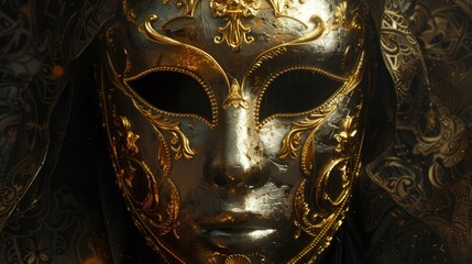 Obraz premium Golden Venetian Carnival Mask Close-Up