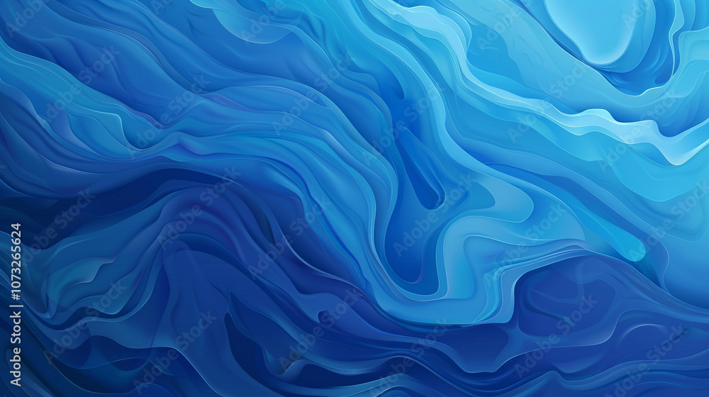 Poster this artwork showcases a captivating swirl of blue tones, resembling fluid waves in the ocean, blend