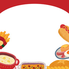 Hand-drawn Frame American Breakfast set