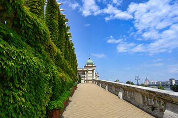 Varkert Bazaar at Royal palace of Buda and Hungarian Parliament building Budapest,Hungary
