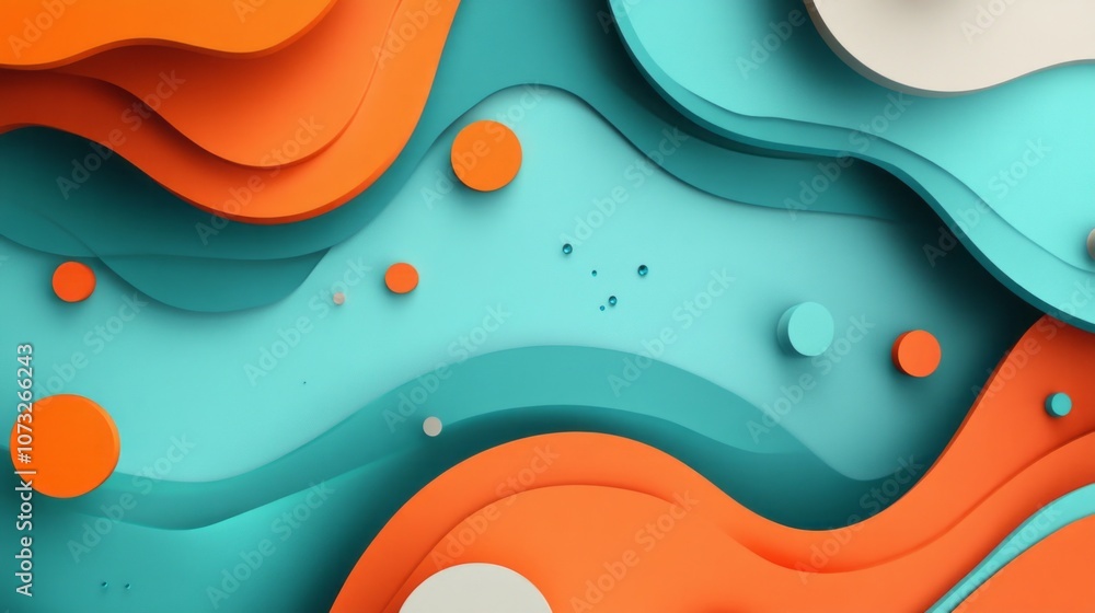 Poster a colorful and abstract background with orange and blue waves