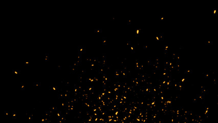 Perfect fire particles embers sparks on black background . Texture overlays.