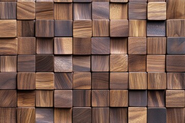 Wooden Block Wall Close Up
