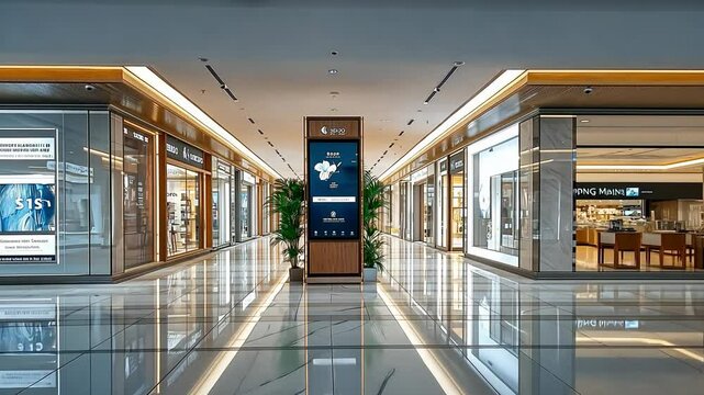  Digital signage with a screen in a mall aisle, enhancing the shopping experience H