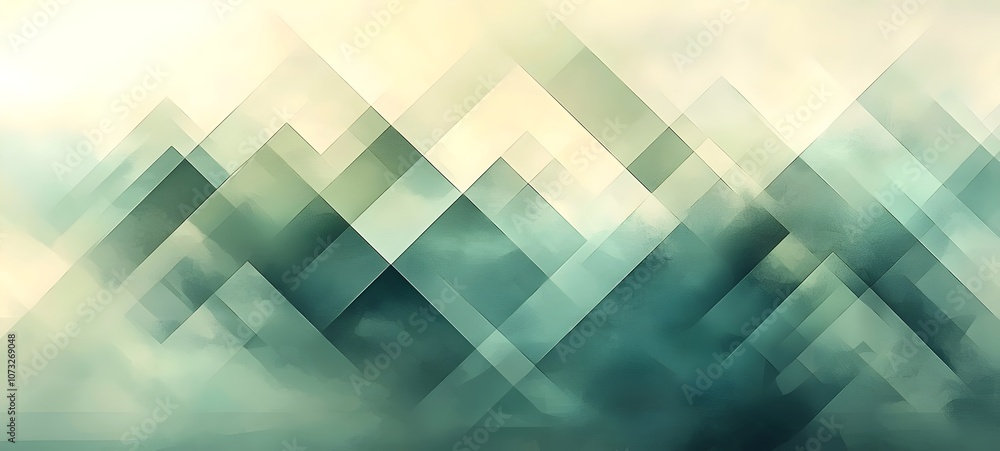 Aufkleber an abstract representation of mountains in soft blues and greens, creating a dreamy atmosphere with 
