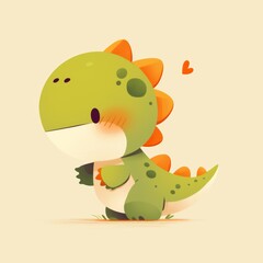 Obraz premium Cute Cartoon Dinosaur with Heart Illustration in Pastel Tones