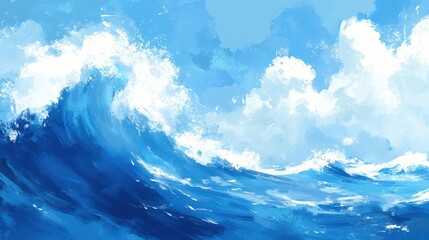 Serene Ocean Waves in Soft Blue Tones