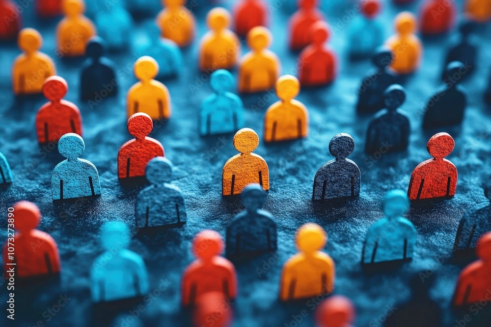 Aufkleber vibrant diversity conceptual image featuring colorful wooden figures representing unity and inclusio
