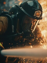 Fototapeta premium Firefighter at Work