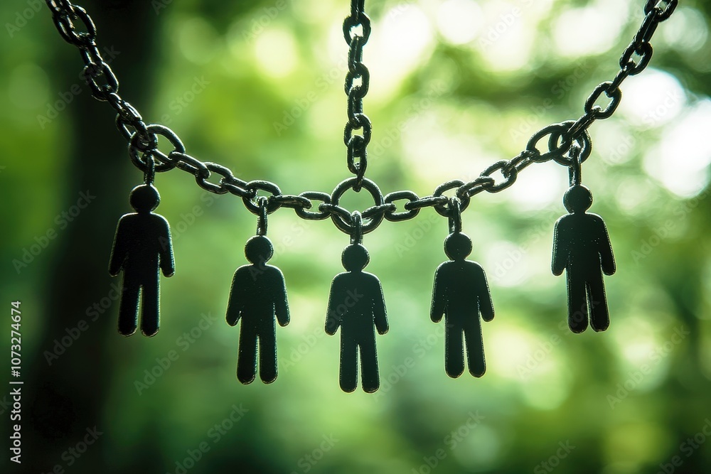 Aufkleber abstract representation of human connections depicted through chain links connecting stylized figure